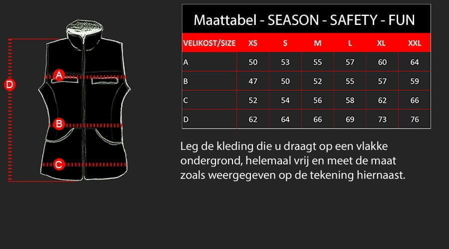 D4M maattabel voor SAFETY