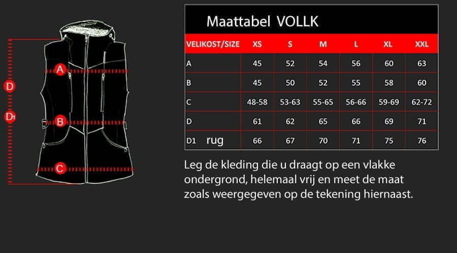 D4M maattabel voor VOLLK