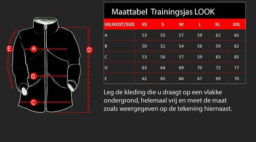 D4M Maattabel voor jas LOOK