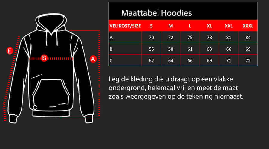 D4M Maattabel voor HOODIES
